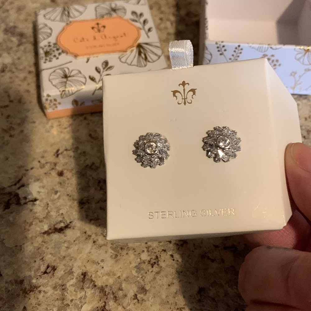 NWT and box  Sterling Silver Rhinestone Stud Earrings